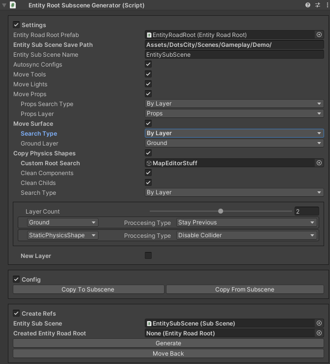 Entity Subscene Generator View